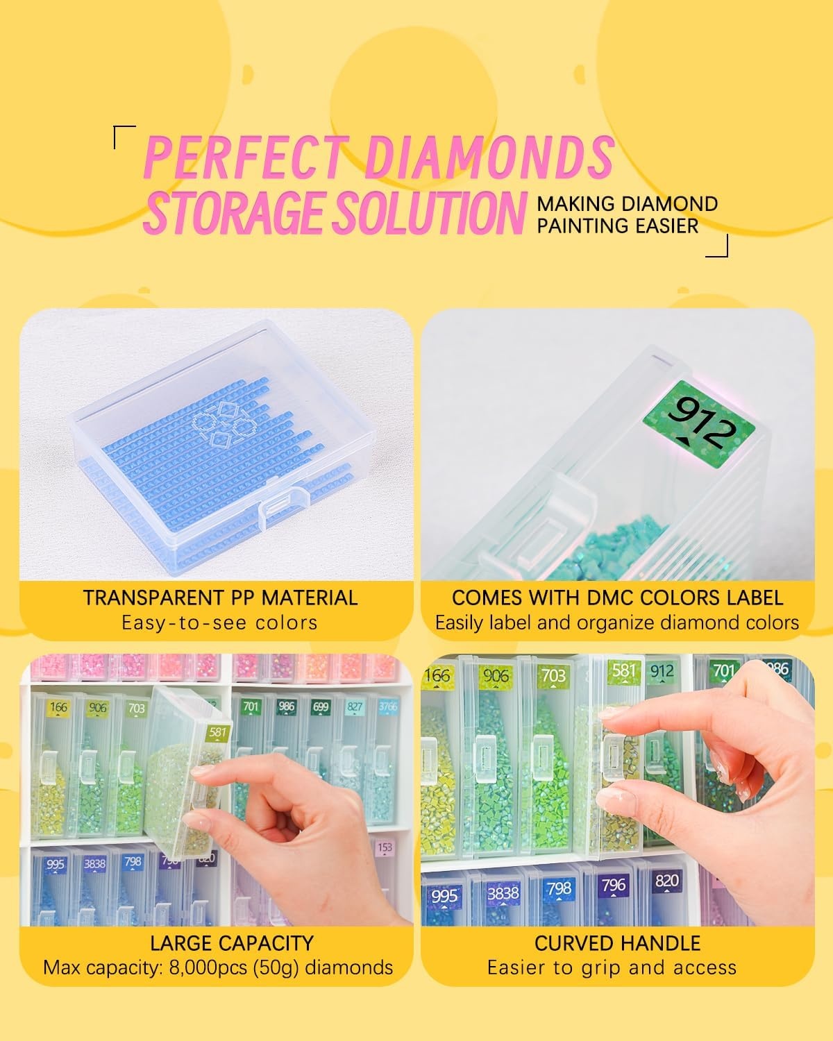 60 stuks Diamond Art Storage Containers Trays & Stand, Diamond Painting Accessoires Diamond Painting Trays met Deksels, 2-in-1 Diamond Art Trays en Diamond Painting opslag, Diamond Art Tools Opbergrek