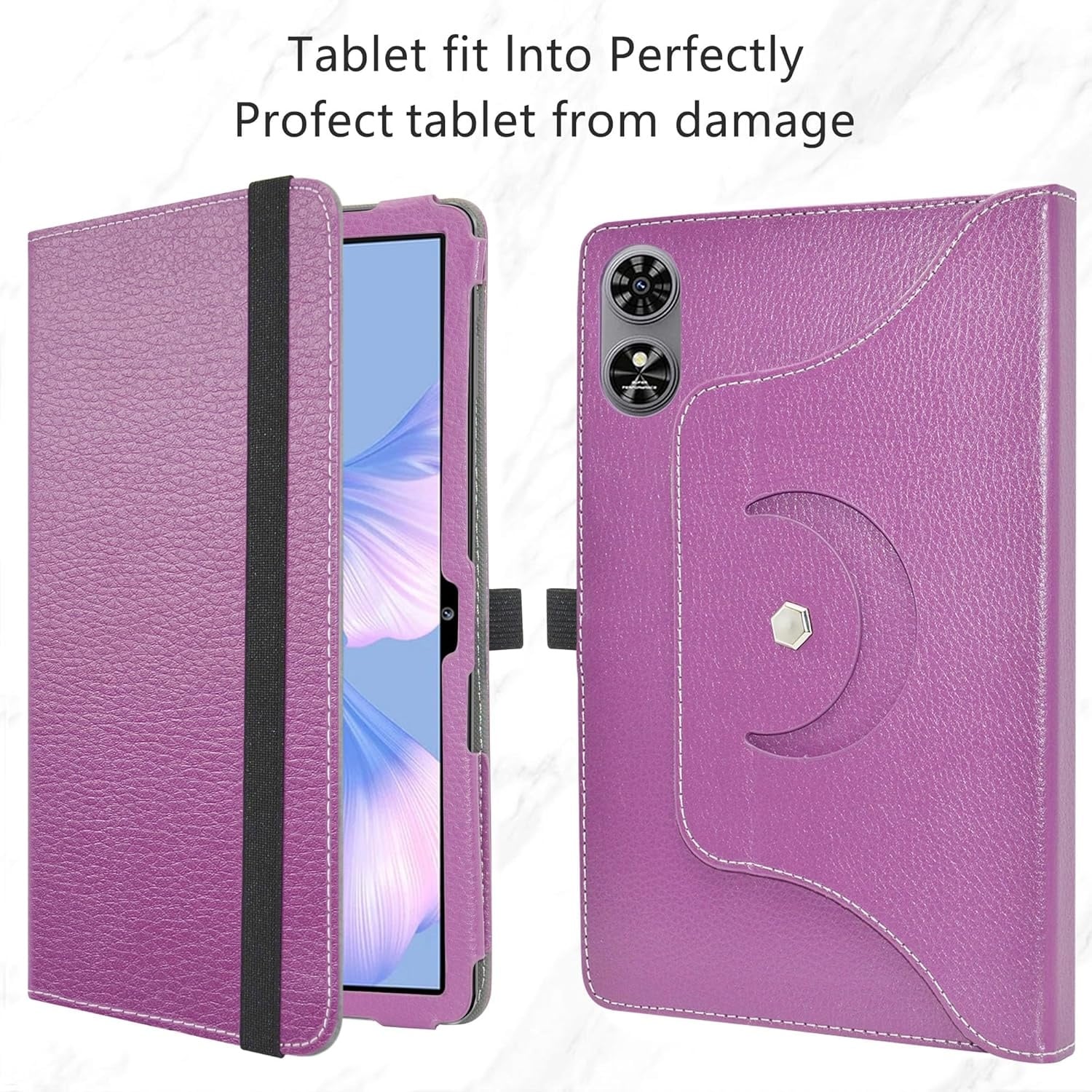 Paarse Tablethoes 10.1" OUKITEL OT6 - 360° Draaibaar & PU Leer - 70% Korting