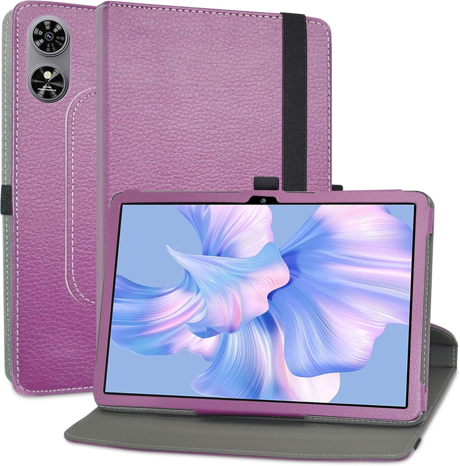 Paarse PU Lederen Tablethoes voor OUKITEL OT6 10.1 Inch | 360° Draaibare Standaard | 70% Korting