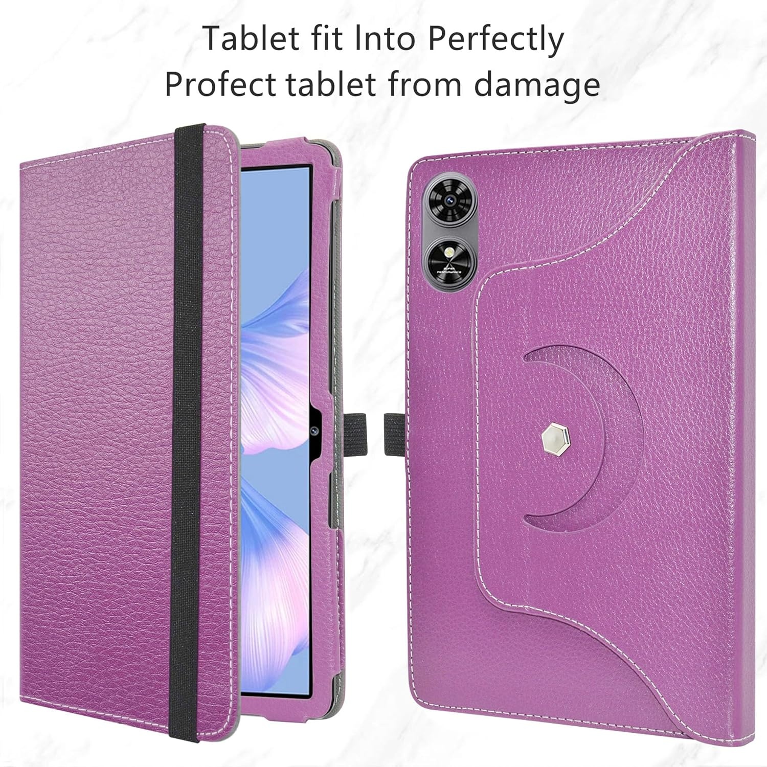 Paarse PU Lederen Tablethoes voor OUKITEL OT6 10.1 Inch | 360° Draaibare Standaard | 70% Korting