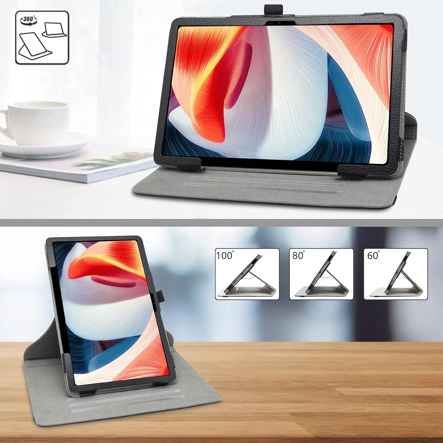 Flip Hoes Zwart voor Doogee T20/T20S (10.4") met 360° Standaard - 72% Korting