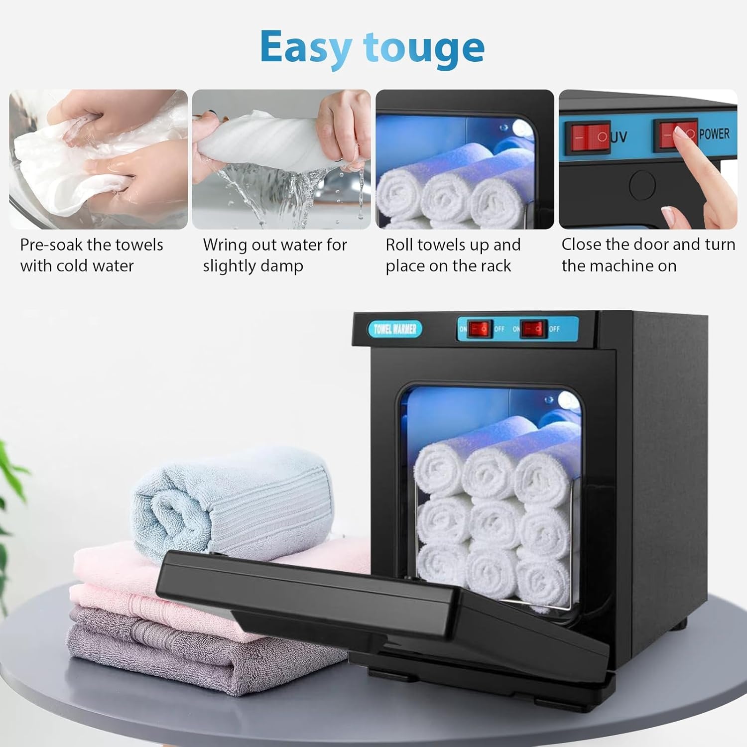 Esthetische handdoekwarmer, esthetische handdoekwarmer met clip, handdoekwarmer, professionele handdoekverwarmer, handdoekwarmer, desinfectie van handdoek voor spa, gezicht (zwart)