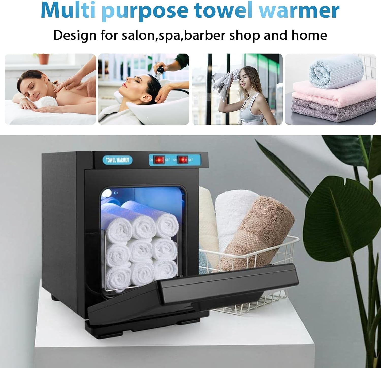 Esthetische handdoekwarmer, esthetische handdoekwarmer met clip, handdoekwarmer, professionele handdoekverwarmer, handdoekwarmer, desinfectie van handdoek voor spa, gezicht (zwart)