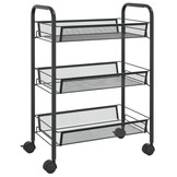 vidaXL Keukentrolley 3-laags 46x26x64 cm ijzer zwart