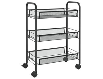 vidaXL Keukentrolley 3-laags 46x26x64 cm ijzer zwart