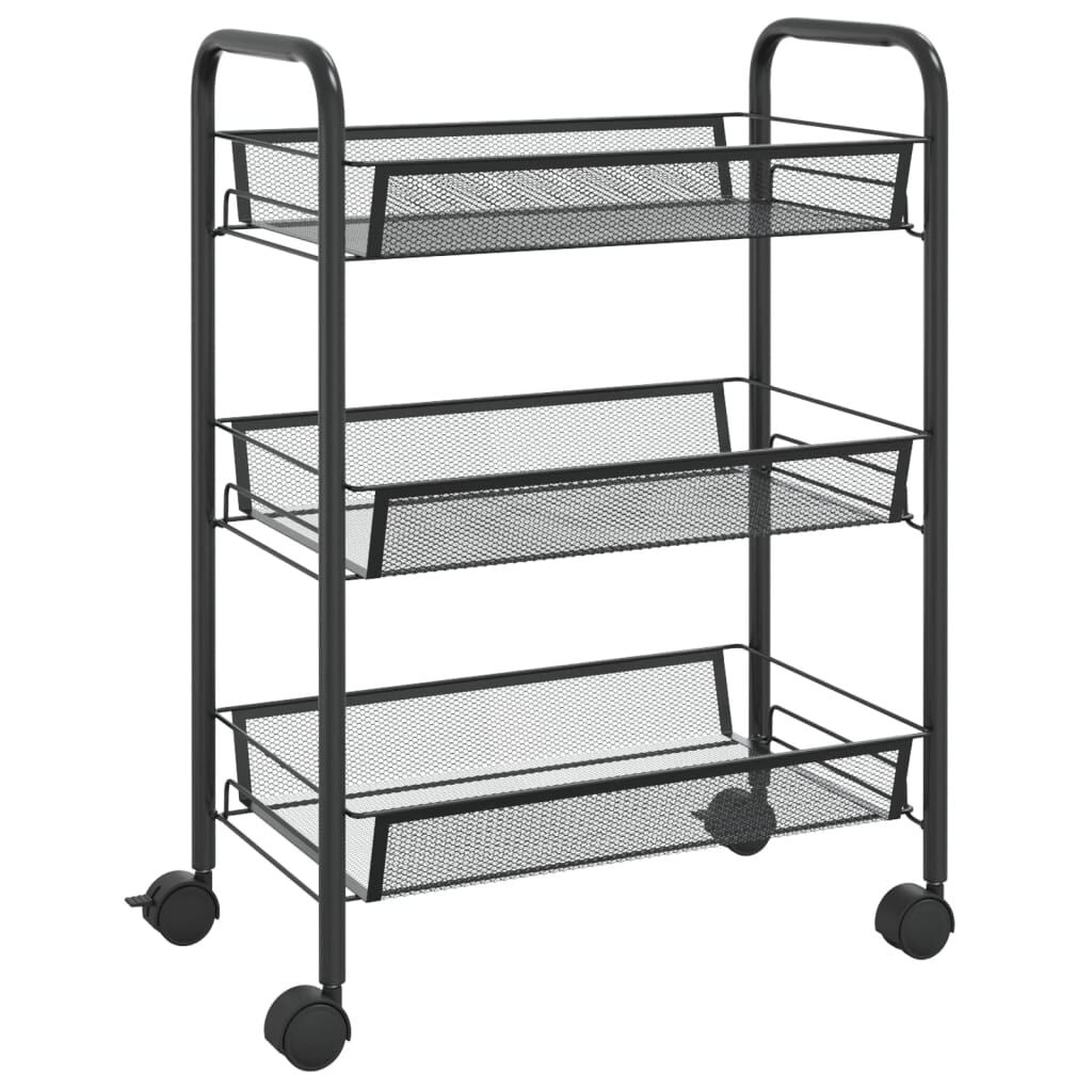 vidaXL Keukentrolley 3-laags 46x26x64 cm ijzer zwart