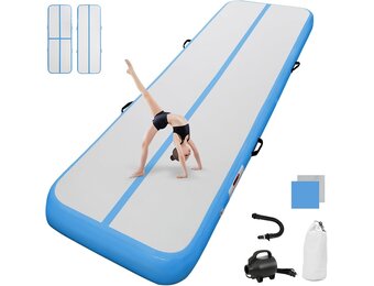 Opblaasbare Gymnastiek Mat 10/20cm dik, 2-12 meter lengte, met Luchtpomp