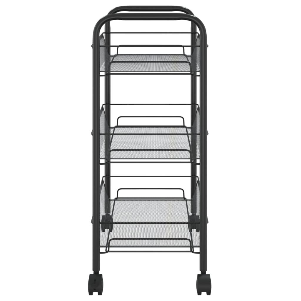vidaXL Keukentrolley 3-laags 46x26x64 cm ijzer zwart