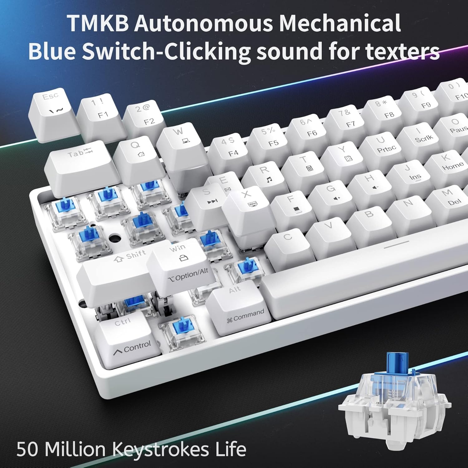 DIERYA DK61se Gaming Toetsenbord,60% Mechanisch Toetsenbord met Blue Clicky Switch,Ultra-compacte MiMi 61 Toetsen, Anti-Ghosting,Type C-Datakabel, Amerikaanse Lay-Out voor pc,Windows