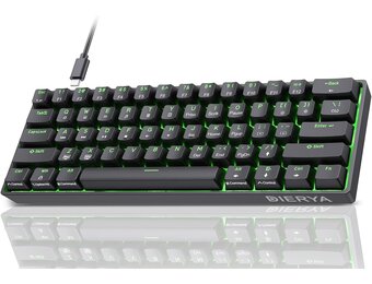 DIERYA DK61se Gaming Toetsenbord,60% Mechanisch Toetsenbord met Blue Clicky Switch,Ultra-compacte MiMi 61 Toetsen, Anti-Ghosting,Type C-Datakabel, Amerikaanse Lay-Out voor pc,Windows