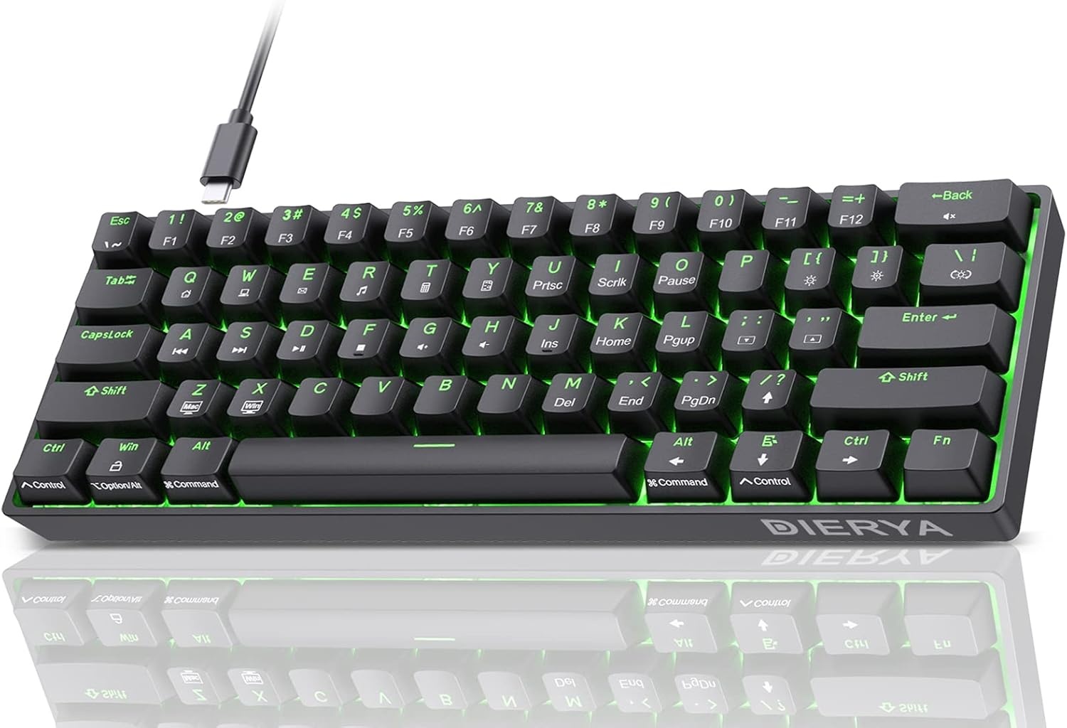 DIERYA DK61se Gaming Toetsenbord,60% Mechanisch Toetsenbord met Blue Clicky Switch,Ultra-compacte MiMi 61 Toetsen, Anti-Ghosting,Type C-Datakabel, Amerikaanse Lay-Out voor pc,Windows