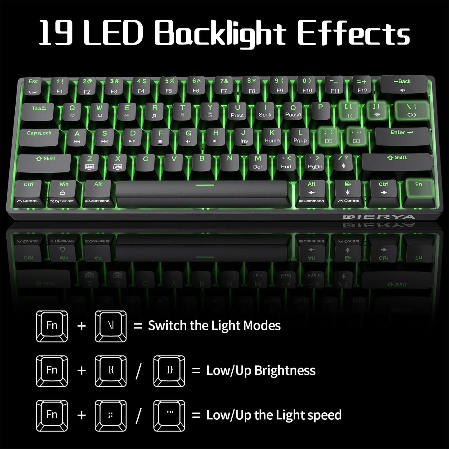 DIERYA DK61se Gaming Toetsenbord,60% Mechanisch Toetsenbord met Blue Clicky Switch,Ultra-compacte MiMi 61 Toetsen, Anti-Ghosting,Type C-Datakabel, Amerikaanse Lay-Out voor pc,Windows