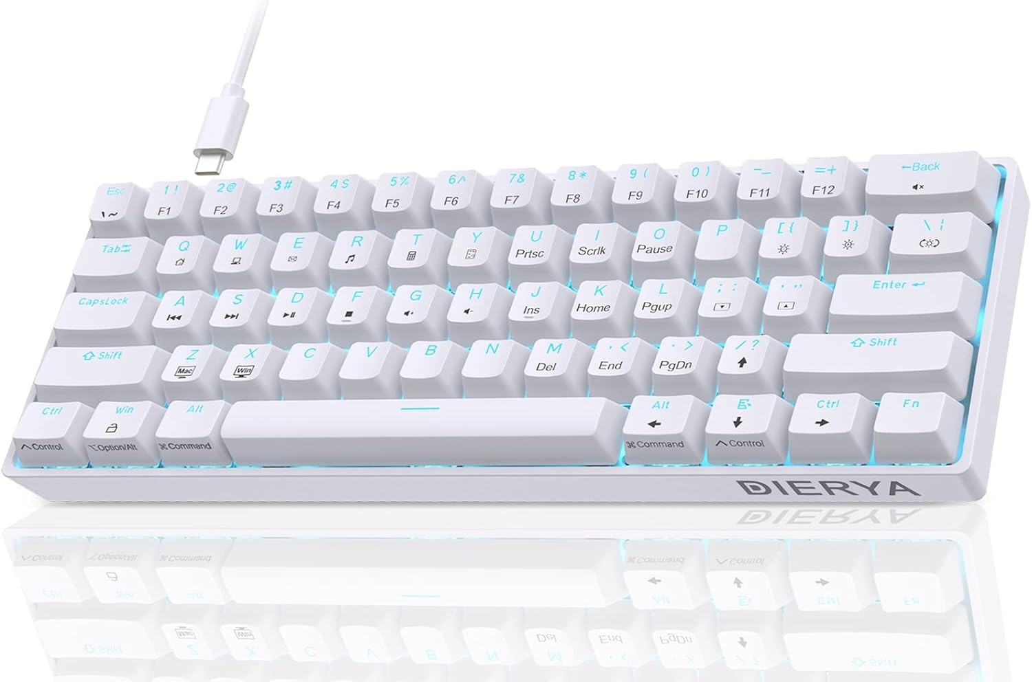 DIERYA DK61se Gaming Toetsenbord,60% Mechanisch Toetsenbord met Blue Clicky Switch,Ultra-compacte MiMi 61 Toetsen, Anti-Ghosting,Type C-Datakabel, Amerikaanse Lay-Out voor pc,Windows
