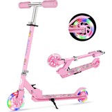 BELEEV V1 Kinderstep 2 Wielige Inklapbare Atep voor Meisjes en Jongens, 3 Verstelbare Hoogtes, LED Lichtgevende Wielen, Lichtgewicht Stevig Frame, Scooter met Standaard van 3-12 Jaar Oud, Light Pink