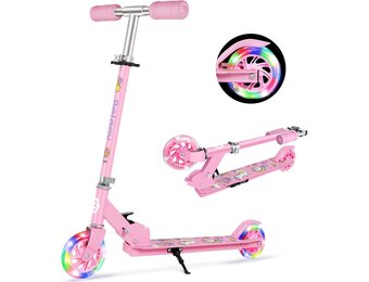 BELEEV V1 Kinderstep 2 Wielige Inklapbare Atep voor Meisjes en Jongens, 3 Verstelbare Hoogtes, LED Lichtgevende Wielen, Lichtgewicht Stevig Frame, Scooter met Standaard van 3-12 Jaar Oud, Light Pink