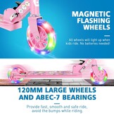 BELEEV V1 Kinderstep 2 Wielige Inklapbare Atep voor Meisjes en Jongens, 3 Verstelbare Hoogtes, LED Lichtgevende Wielen, Lichtgewicht Stevig Frame, Scooter met Standaard van 3-12 Jaar Oud, Light Pink