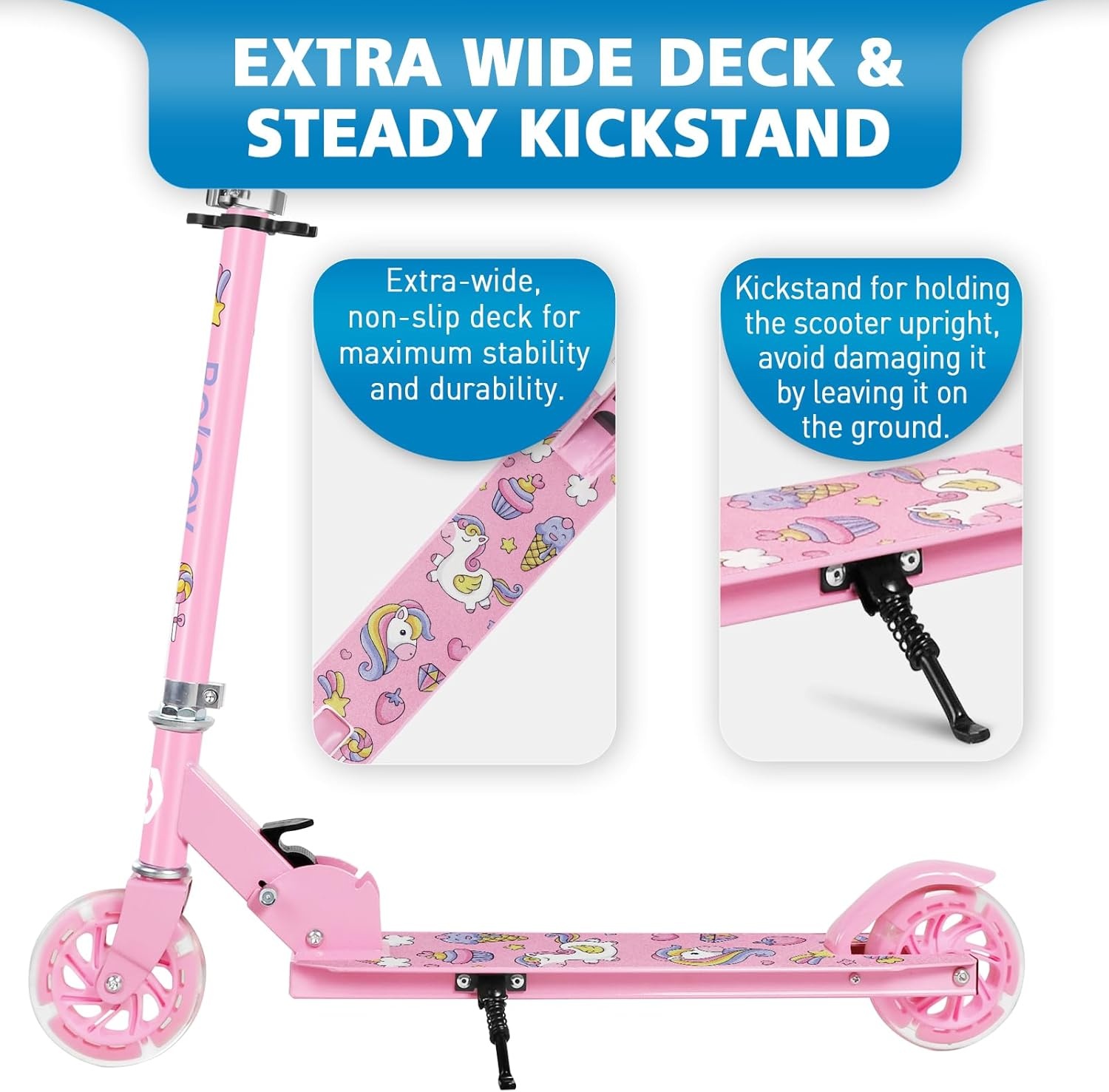 BELEEV V1 Kinderstep 2 Wielige Inklapbare Atep voor Meisjes en Jongens, 3 Verstelbare Hoogtes, LED Lichtgevende Wielen, Lichtgewicht Stevig Frame, Scooter met Standaard van 3-12 Jaar Oud, Light Pink