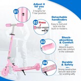 BELEEV V1 Kinderstep 2 Wielige Inklapbare Atep voor Meisjes en Jongens, 3 Verstelbare Hoogtes, LED Lichtgevende Wielen, Lichtgewicht Stevig Frame, Scooter met Standaard van 3-12 Jaar Oud, Light Pink