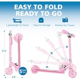 BELEEV V1 Kinderstep 2 Wielige Inklapbare Atep voor Meisjes en Jongens, 3 Verstelbare Hoogtes, LED Lichtgevende Wielen, Lichtgewicht Stevig Frame, Scooter met Standaard van 3-12 Jaar Oud, Light Pink