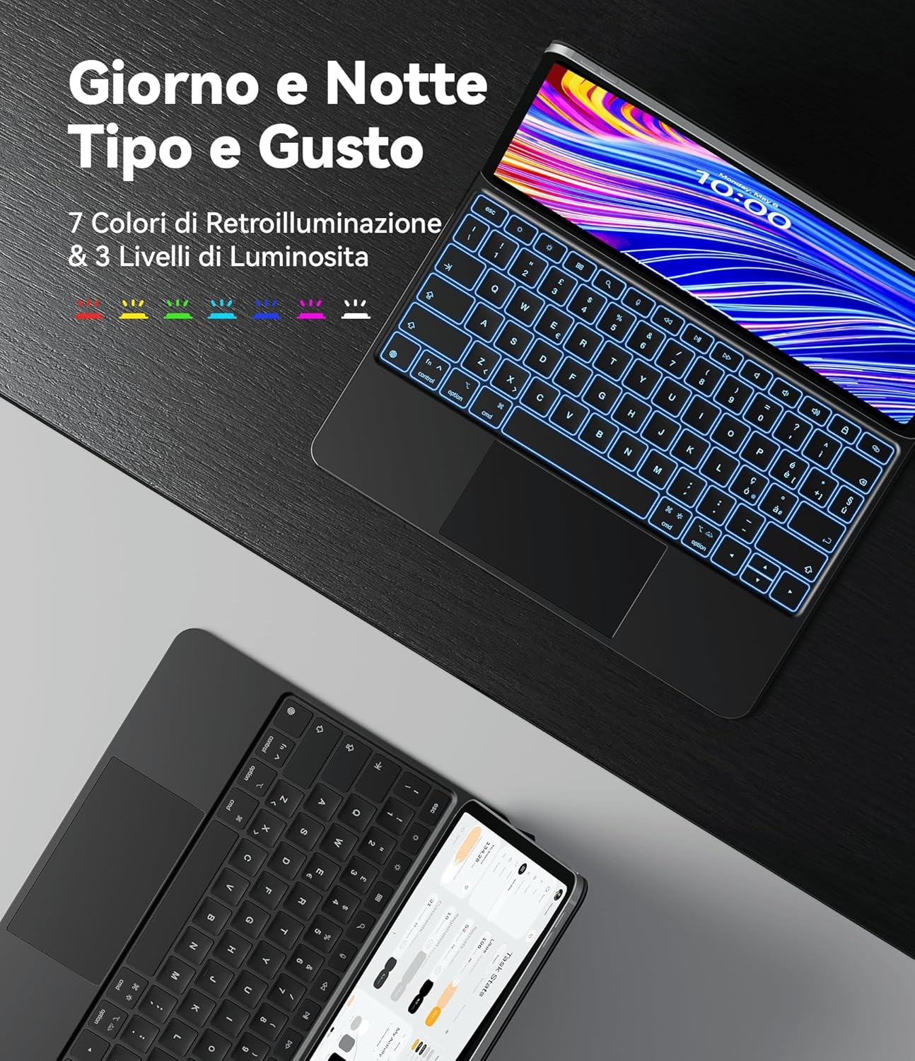 Earto Toetsenbord met Touchpad voor iPad Air 13 (M2 2024) en iPad Pro 12.9 (Gen 3-6)