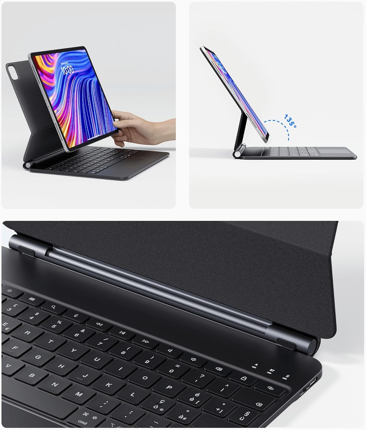 Earto Toetsenbord met Touchpad voor iPad Air 13 (M2 2024) en iPad Pro 12.9 (Gen 3-6)