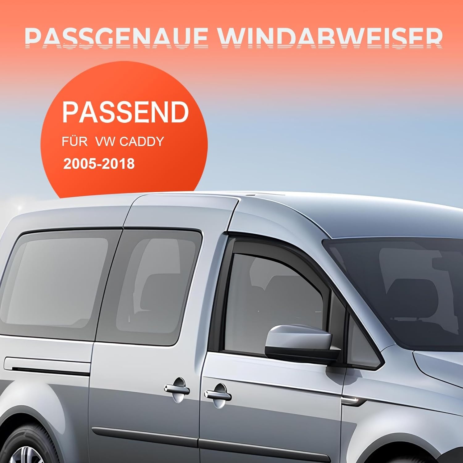 GEARMONSTER Winddeflector voor Caddy 2005-2018, autoruiten, regenbescherming, geïntegreerde deflectoren, geïntegreerde windgeleider