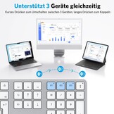 Bluetooth-Mac-toetsenbord, OMOTON draadloos toetsenbord en voor Apple MacBook Pro/Air, iMac, iMac Pro, Mac Mini/Pro, oplaadbaar met 3 bluetooth-kanalen, QWERTZ DE-lay-out