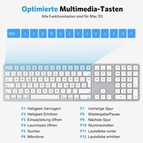 Bluetooth-Mac-toetsenbord, OMOTON draadloos toetsenbord en voor Apple MacBook Pro/Air, iMac, iMac Pro, Mac Mini/Pro, oplaadbaar met 3 bluetooth-kanalen, QWERTZ DE-lay-out