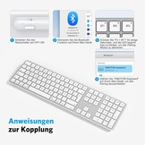 Bluetooth-Mac-toetsenbord, OMOTON draadloos toetsenbord en voor Apple MacBook Pro/Air, iMac, iMac Pro, Mac Mini/Pro, oplaadbaar met 3 bluetooth-kanalen, QWERTZ DE-lay-out