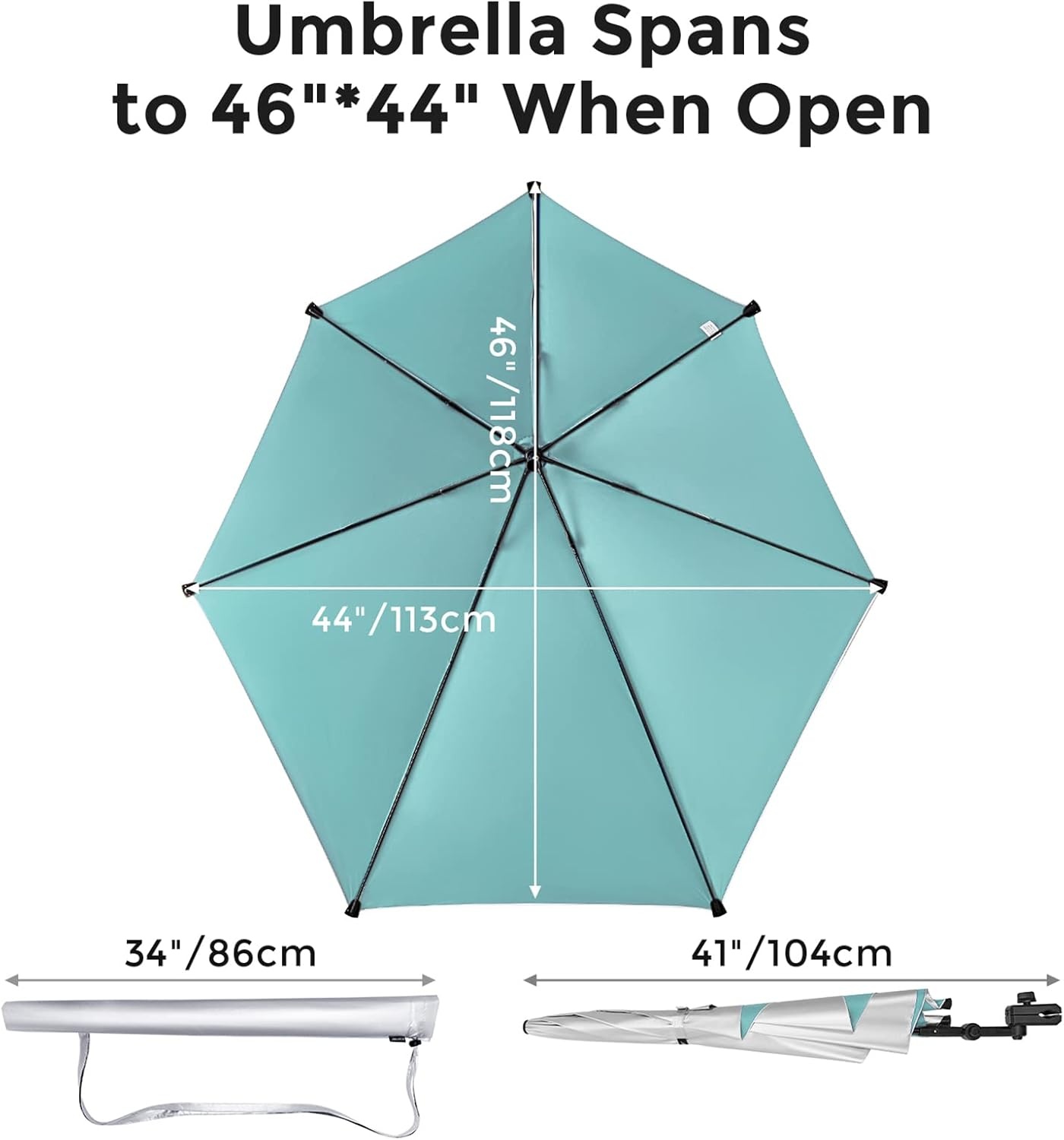 G4Free XL Strandparasol met UPF 50+ en Universele Klem - Blauw/Zilver