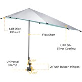G4Free XL Strandparasol met UPF 50+ en Universele Klem - Blauw/Zilver