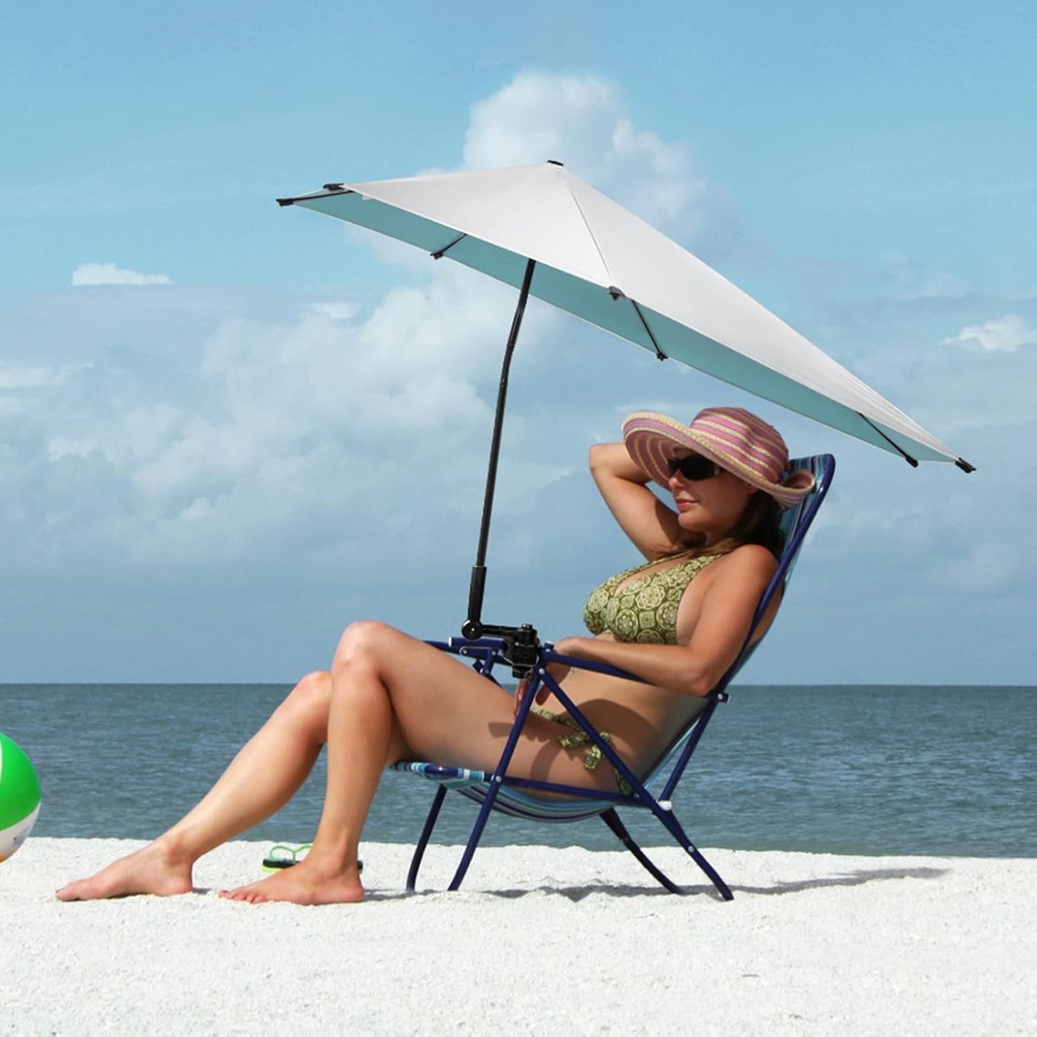 G4Free XL Strandparasol met UPF 50+ en Universele Klem - Blauw/Zilver