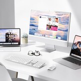 Bluetooth-Mac-toetsenbord, OMOTON draadloos toetsenbord en voor Apple MacBook Pro/Air, iMac, iMac Pro, Mac Mini/Pro, oplaadbaar met 3 bluetooth-kanalen, QWERTZ DE-lay-out