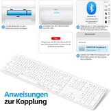 OMOTON Bluetooth QWERTZ-DE Toetsenbord voor Mac OS (MacBook Air/Pro/iMac/Pro), Draadloos Met 3 Kanalen, KB515 voor Mac, Duits, Wit