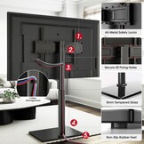 AOKCOS TV Standaard Vloer voor 42-85 inch, Draaibaar Kantelbaar Hoogte Verstelbaar TV Stand Hoog Max VESA 600x400mm 50kg