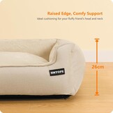 HMTOPE Hondenbed, hondenbank, hondenkussen, hondenmand, afneembaar en wasbaar, beige, 110 x 86 x 26 cm