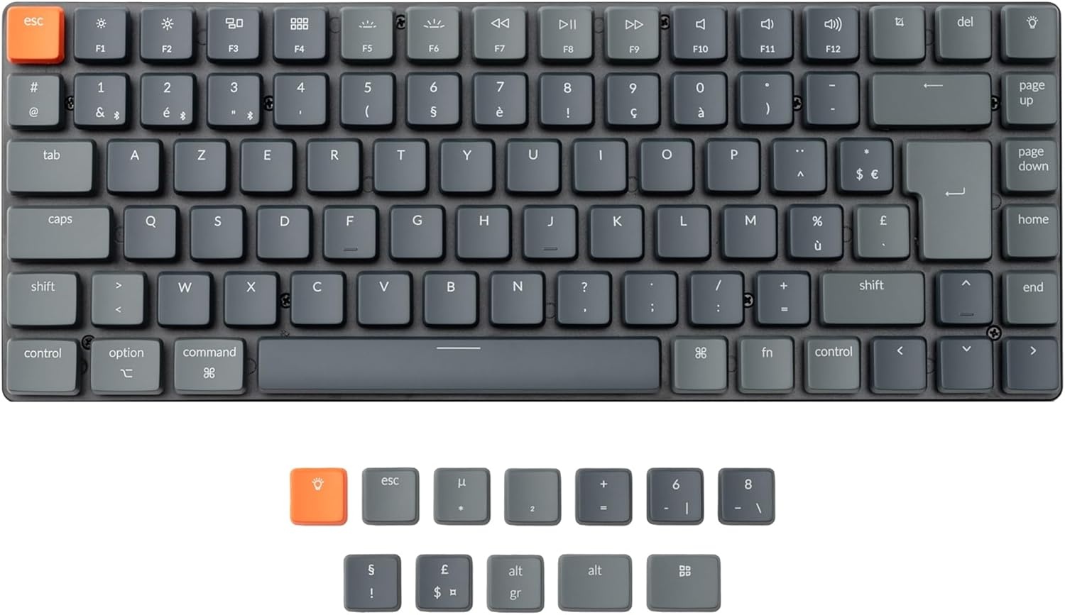 Keychron K3 Ultradun, draadloos mechanisch toetsenbord, 75% design, bekabeld, Bluetooth/USB-toetsenbord met RGB-achtergrondverlichting, Hot Swappable laag profiel optische schakelaar rood voor Mac