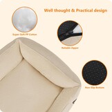 HMTOPE Hondenbed, hondenbank, hondenkussen, hondenmand, afneembaar en wasbaar, beige, 110 x 86 x 26 cm