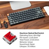 Keychron K3 Ultradun, draadloos mechanisch toetsenbord, 75% design, bekabeld, Bluetooth/USB-toetsenbord met RGB-achtergrondverlichting, Hot Swappable laag profiel optische schakelaar rood voor Mac