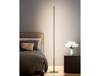EDISHINE Staande lamp voor woonkamer, dimbare LED staande lamp, moderne vloerlamp met voetschakelaar, 3000K warm wit, 1100 lumen, 147cm lichtzuil voor woonkamer, slaapkamer en kantoor.