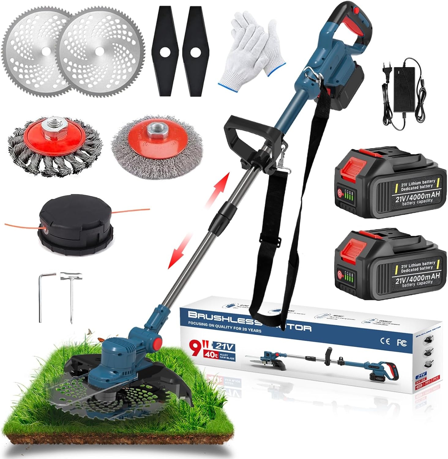24V grastrimmer met accu lichte bosmaaier (blauw)