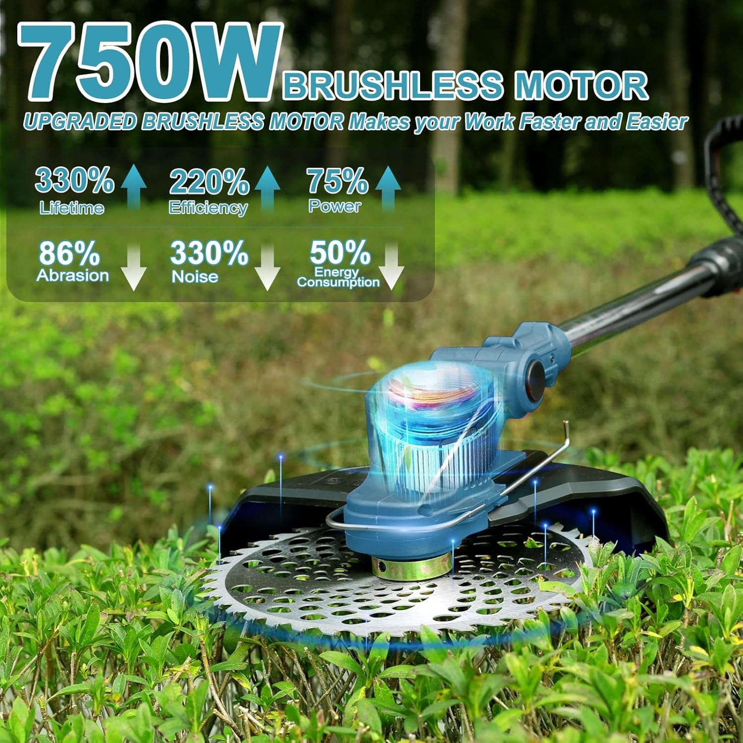 24V grastrimmer met accu lichte bosmaaier (blauw)