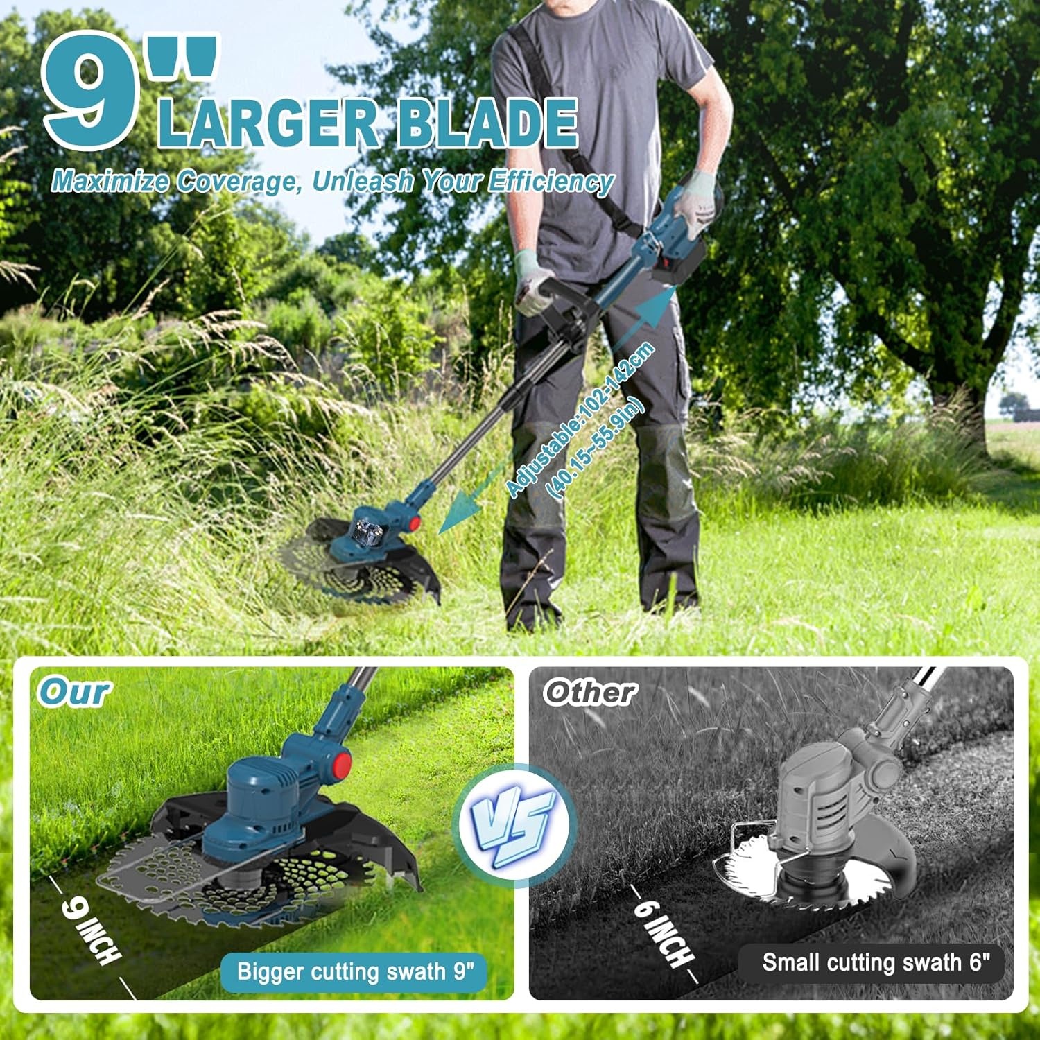 24V grastrimmer met accu lichte bosmaaier (blauw)