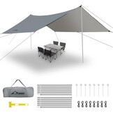 WADEO Camping Tarp 3.6 x 4.8m Waterdicht UV-bestendig Grijs