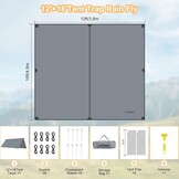 WADEO Camping Tarp 3.6 x 4.8m Waterdicht UV-bestendig Grijs