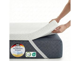 FRIDEKO Matrastopper, 140 x 200 cm, 5 cm hoogte matrastopper, H2 en H3, gel traagschuim topper, afneembare en wasbare overtrek, geschikt voor boxspringbed, slaapbanken