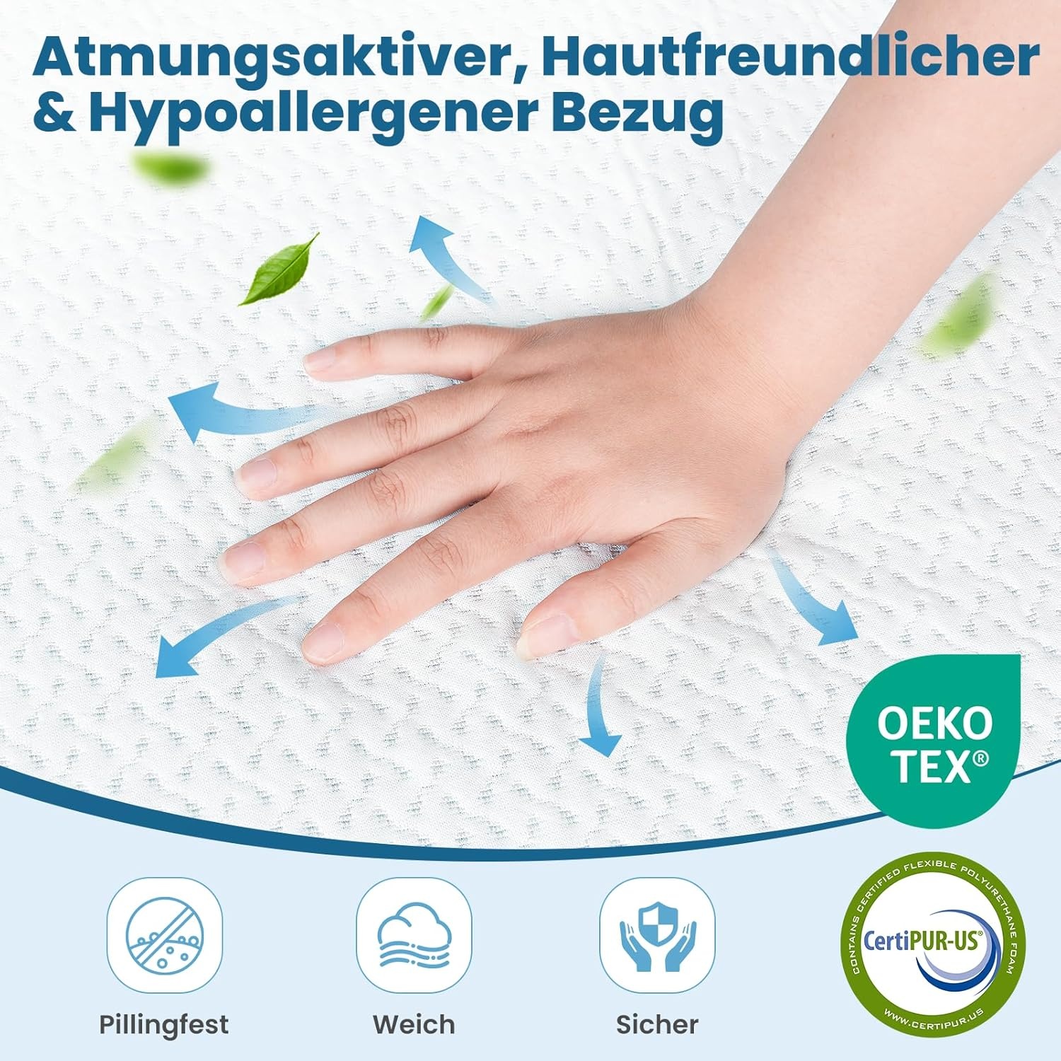 FRIDEKO Matrastopper, 140 x 200 cm, 5 cm hoogte matrastopper, H2 en H3, gel traagschuim topper, afneembare en wasbare overtrek, geschikt voor boxspringbed, slaapbanken