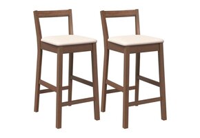 vidaXL Barkrukken met kussens (2 stuks) - Bruin, Massief Hout