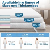 FRIDEKO Matrastopper, 140 x 200 cm, 5 cm hoogte matrastopper, H2 en H3, gel traagschuim topper, afneembare en wasbare overtrek, geschikt voor boxspringbed, slaapbanken