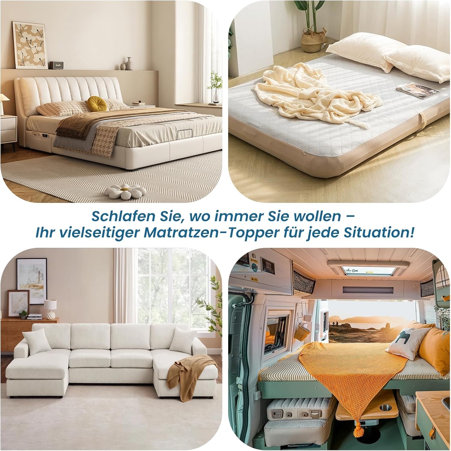 FRIDEKO Matrastopper, 140 x 200 cm, 5 cm hoogte matrastopper, H2 en H3, gel traagschuim topper, afneembare en wasbare overtrek, geschikt voor boxspringbed, slaapbanken